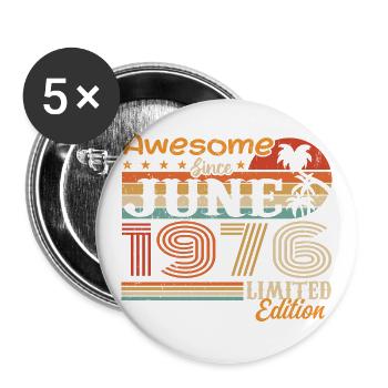 June 1976 Retro Vintage June 1976 birthday - Buttons large 2.2''/56 mm (5-pack) - white - Front