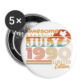 July 1990 July Birthday Gift July 1990 - Buttons large 2.2''/56 mm (5-pack) - white - Front
