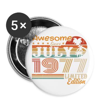 Juillet 1977 Juillet Cadeau d’anniversaire Juillet 1977 - Lot de 5 grands badges (56 mm) - blanc - Devant