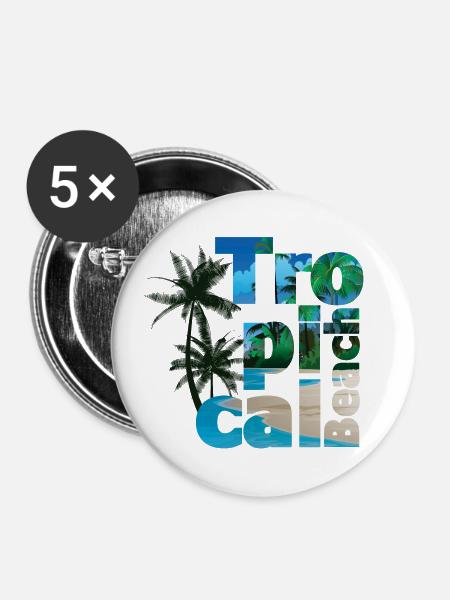 Tropical Beach - Buttons groß 56 mm (5er Pack) - Weiß