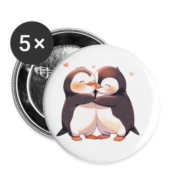 Penguin Heart Love Cute Hug Penguin Love - Buttons large 2.2''/56 mm (5-pack) - white - Front