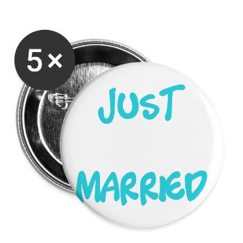ICH HABE GERADE GEHEIRATET. Junggesellinnenabschied. VALENTINSTAG. PAAR - Buttons groß 56 mm (5er Pack) - Weiß - Vorne