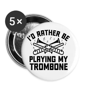 Trombonist Trombone Player Marching Band Trombone - Buttons large 2.2''/56 mm (5-pack) - white - Front