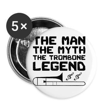 Trombonist Trombone Player Marching Band Trombone - Buttons large 2.2''/56 mm (5-pack) - white - Front