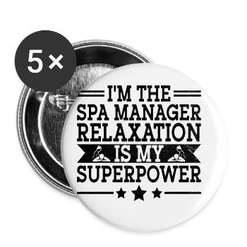 SPA-Manager Job Wellness Lustiges SPA-Management Sayi - Buttons groß 56 mm (5er Pack) - Weiß - Vorne