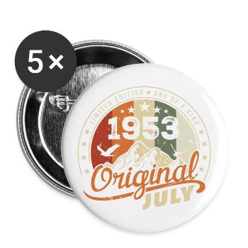 1953 Juli 1953 Hemd Geburtstag 1953 Geschenk - Buttons groß 56 mm (5er Pack) - Weiß - Vorne