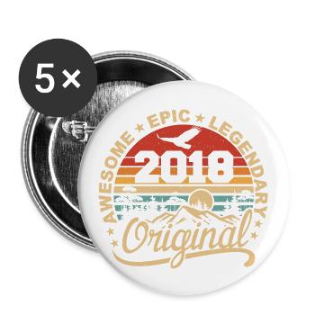 Original 2018 Retro 2018 Geburtstagsgeschenk - Buttons groß 56 mm (5er Pack) - Weiß - Vorne