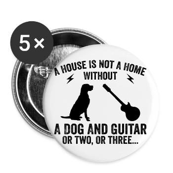 Guitarist and dog lover - Buttons large 2.2''/56 mm (5-pack) - white - Front