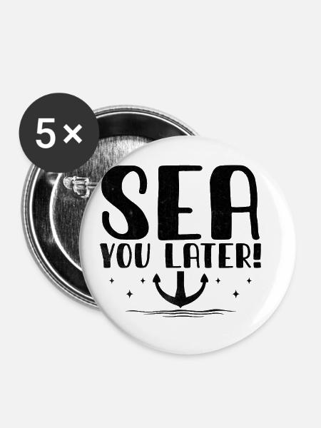 Meer Sie später Paddelboot - Buttons groß 56 mm (5er Pack) - Weiß