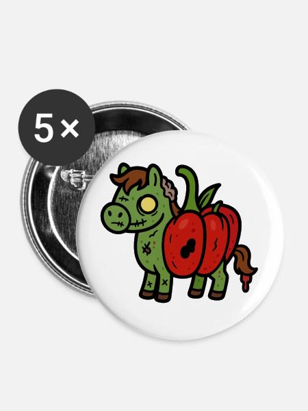 Pferdrika - Buttons groß 56 mm (5er Pack) - Weiß