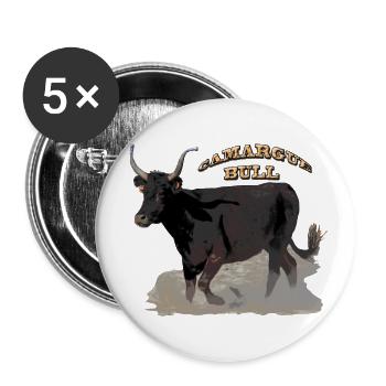 Taureau de Camargue - Lot de 5 grands badges (56 mm) - blanc - Devant