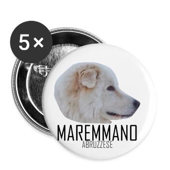 MAREMMANO ABRUZZESE - black name - Buttons large 2.2''/56 mm (5-pack) - white - Front