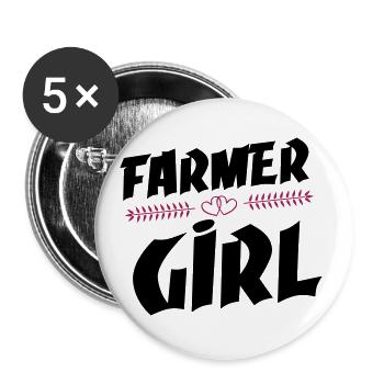 ferme fille coeur - Lot de 5 grands badges (56 mm) - blanc - Devant