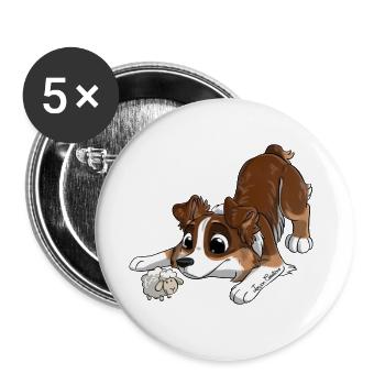 Der süßeste australische Schäferhund - Buttons groß 56 mm (5er Pack) - Weiß - Vorne