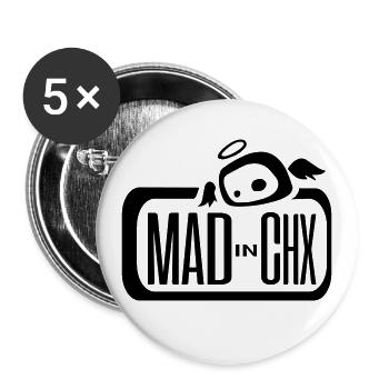 Mad in CHX logo - Buttons large 2.2''/56 mm (5-pack) - white - Front