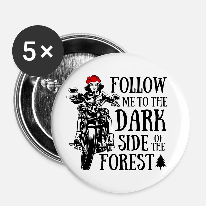 Black Forest biker - Buttons large 2.2''/56 mm (5-pack) - white