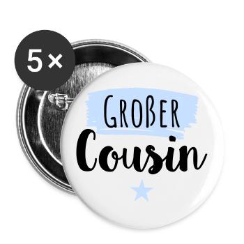 Großer Cousin - Buttons groß 56 mm (5er Pack) - Weiß - Vorne