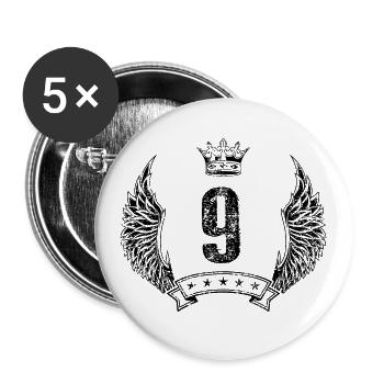 9 Zahl Krone - Buttons groß 56 mm (5er Pack) - Weiß - Vorne