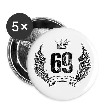 69 Couronne numérique - Lot de 5 grands badges (56 mm) - blanc - Devant