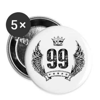 99 Couronne numérique - Lot de 5 grands badges (56 mm) - blanc - Devant