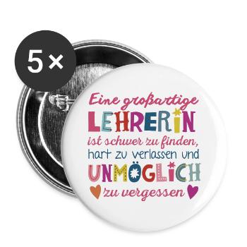 Großartige Lehrerin - Buttons groß 56 mm (5er Pack) - Weiß - Vorne