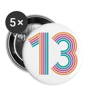 Cooles Geschenk zum 13. Geburtstag von 13 - 13 Jahren - Buttons groß 56 mm (5er Pack) - Weiß - Vorne