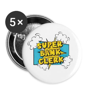 Retro Graphic Bank Clerk Bookkeeper Bank Employee - Buttons groß 56 mm (5er Pack) - Weiß - Vorne