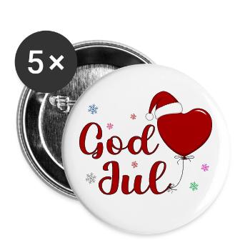 God Joul Weihnachtsfeier - Buttons groß 56 mm (5er Pack) - Weiß - Vorne