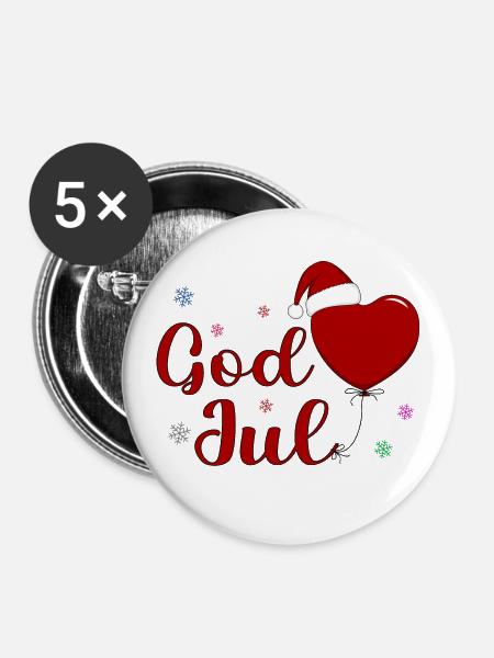 God Joul Weihnachtsfeier - Buttons groß 56 mm (5er Pack) - Weiß