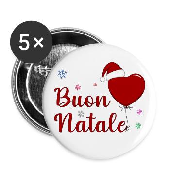 Buon Natale Weihnachtsfeier Italien - Buttons groß 56 mm (5er Pack) - Weiß - Vorne