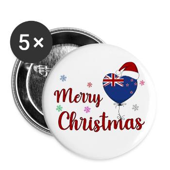 Merry Christmas New Zealand - Buttons large 2.2''/56 mm (5-pack) - white - Front