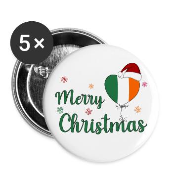 Merry Christmas Ireland - Buttons large 2.2''/56 mm (5-pack) - white - Front