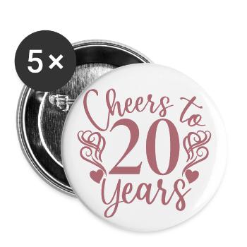Vive le 20e anniversaire de ses 20 ans - Lot de 5 grands badges (56 mm) - blanc - Devant