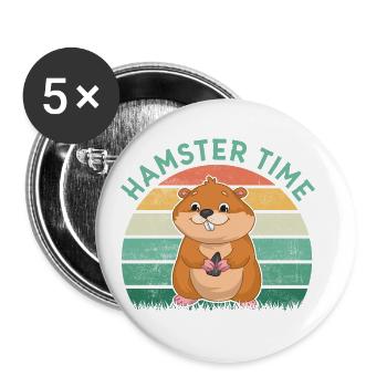 Retro Graphic Hamster Pet Owner Animal Lover Roden - Buttons groß 56 mm (5er Pack) - Weiß - Vorne