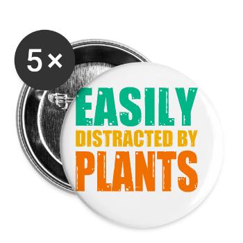 Easily Distracted By Plants Gardening Gardener Lan - Buttons groß 56 mm (5er Pack) - Weiß - Vorne