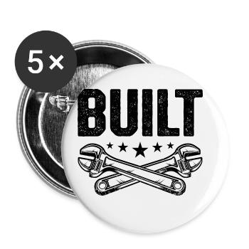 Built Graphic Car Lover Car Mechanic Vehicle Techn - Buttons large 2.2''/56 mm (5-pack) - white - Front