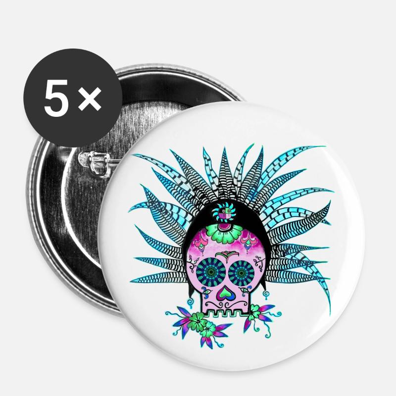 Dia de la Muerte Blue Punk - Buttons groß 56 mm (5er Pack) - Weiß