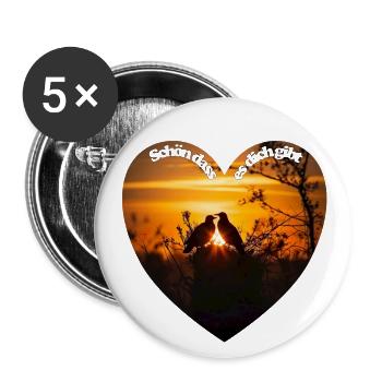 Schön, dass es dich gibt ist ein Glücksgefühl - Buttons groß 56 mm (5er Pack) - Weiß - Vorne