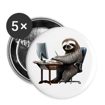 Paresseux de bureau - Lot de 5 grands badges (56 mm) - blanc - Devant