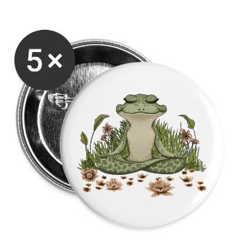 Cottagecore Grenouille méditative, T-shirt de yoga Grenouille - Lot de 5 grands badges (56 mm) - blanc - Devant