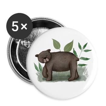 Cute Bear (Teddy Bear) Children's Motif Watercolor - Buttons large 2.2''/56 mm (5-pack) - white - Front