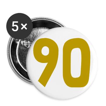90. 90 ANS. 90e ANNIVERSAIRE. ANNIVERSAIRE 90 ANS. - Lot de 5 grands badges (56 mm) - blanc - Devant