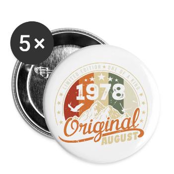 Août 1978 Cadeau Anniversaire Août 1978 Rétro 1978 - Lot de 5 grands badges (56 mm) - blanc - Devant
