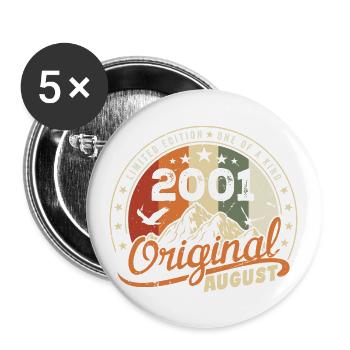 August 2001 Birthday Gift August 2001 Retro 2001 - Buttons large 2.2''/56 mm (5-pack) - white - Front