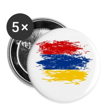 Armenia flag used - Buttons large 2.2''/56 mm (5-pack) - white - Front