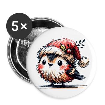 Oiseau de Noël - Lot de 5 grands badges (56 mm) - blanc - Devant
