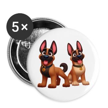 malinois 15 - Lot de 5 grands badges (56 mm) - blanc - Devant