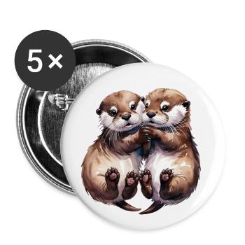 Câlins de loutres - Lot de 5 grands badges (56 mm) - blanc - Devant