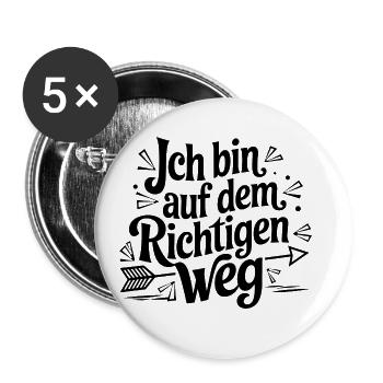 Ich bin auf dem richtigen Weg für einen - Buttons groß 56 mm (5er Pack) - Weiß - Vorne