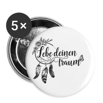 Lebe deinen Traum für einen Optimisten - Buttons groß 56 mm (5er Pack) - Weiß - Vorne